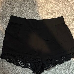 Express Black Lace Trim High Waist Shorts